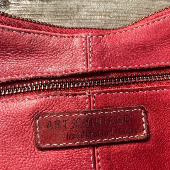 Art N’ Vintage Bohemian Floral Red Leather Designer Shoulder Bag - Picture 8 of 9